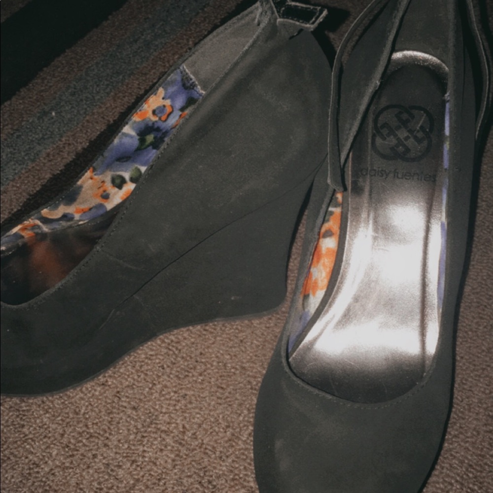 Black high heel platform shoes